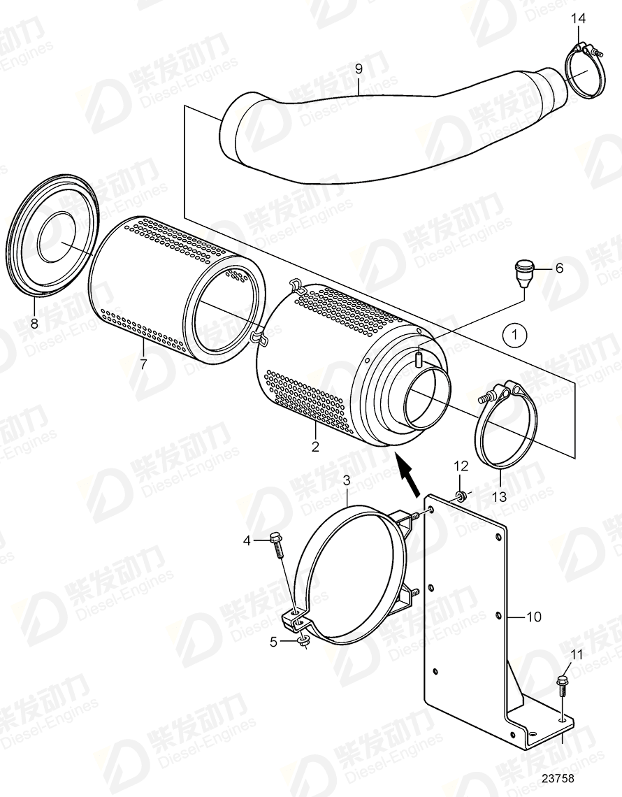 VOLVO Hose clamp 1066140 Drawing